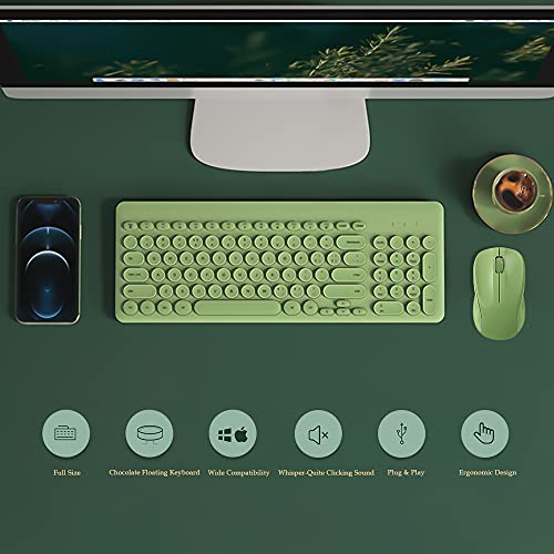 Wireless Keyboard And Mouse Combo, Superbcco 2.4Ghz Usb Cordless Computer Keyboard With Numeric Keypad, Quiet Click, Round Keys, Slim For Desktop/Pc/Laptop/Surface/Windows Os (Crocodile Green) #TOP6