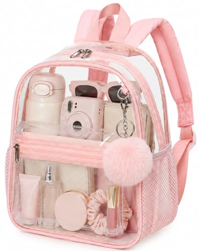 Image of BTOOP Mini Clear Backpack for Stadium Events, 12 x 9 x 5 Inch Transparent PVC Bookbag, Fits Within Common 12x12x6 Stadium Bag Limits, for Concerts, Festivals, Women and Teens