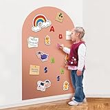 Magnetic Wall Decal Arch, 15" x 31" Magnetic Chalk Board Sticker for Kids, Playroom, Home（Milk Tea）