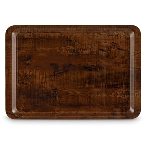 Image of Freelance Nature Kraft Serving Tray Chestnut, 27x38 cm, Rectangle, Non-Slip Surface, Decorative Anti-Skid Kitchen & Dining /Coffee Table Trays for Breakfast /Food /Tea - Brown, Made in Europe