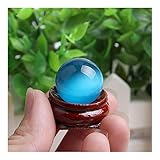 Acxico 1 Pcs Blue Cat's Eye Opal Natural Quartz Crystal Treatment Stone Spherical Ball 20mm Decor + Spherical Bracket