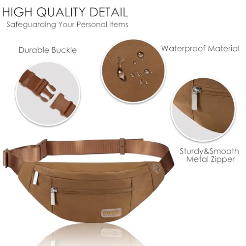Image of MAXTOP Large Crossbody Fanny Pack with 4-Zipper Pockets,Gifts for Enjoy Sports Festival Workout Traveling Running Casual Hands-Free Wallets Waist Pack Phone Bag Fits All Phones(Brown)