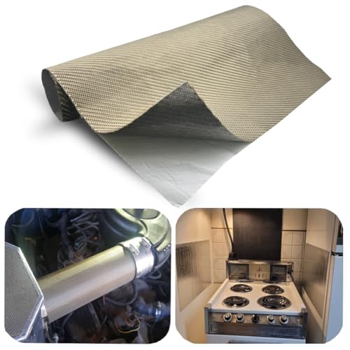 Titanium Adhesive Backed Exhaust Heat Shield 24'' X 24'' for Wall Behind Grill 2500 Degrees High Temp Protection Material Thermal Barrier Blanket Mat by DEGEOBERLIN - Used condition - CA$25.23