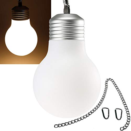 ChiliTec Hängeleuchte Glühbirne 20cm IP54 für Innen & Aussen 75cm Kette Anschlussfertig mit 2m Kabel E27 Fassung