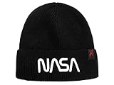 Offizielle NASA Mütze. Kappe Schwarz, Druck vorne, 100% Acryl, Einheitsgröße für Erwachsene und Jungen.