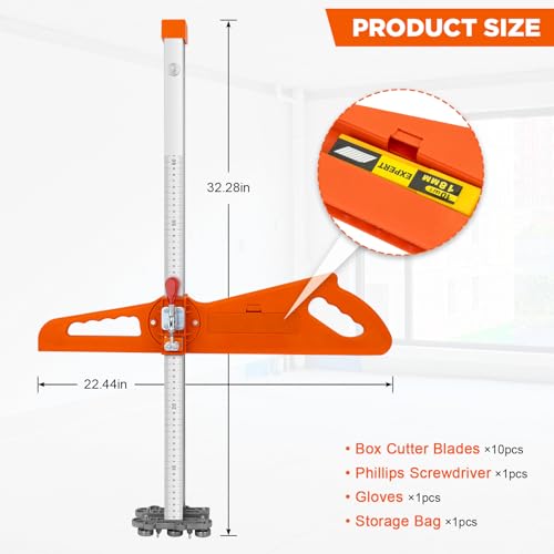 Professional Drywall Cutting Tool, 4-Blade Fast Cutting Drywall Cutter with 25-Bearing System, Dual-Handle Stable Lock Sheetrock Cutter for 1/4"–1/2" Boards, with Blade Storage & Carry Bag by Novastry - Image 8