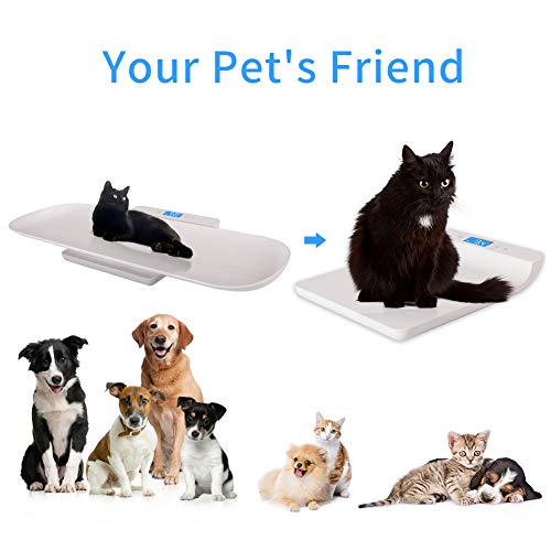 Digital Pet Scale, Multi-Function Baby Scale, Infant Scale With 3 Weighing Modes(Lb/Kg/Oz) And Height Track(29Inch), 220Lbs, Precision At ± 0.02Lb, Tare And Hold Function, Blue Backlight #TOP2