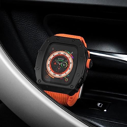 Correa de silicona a rayas y caja metálica para Apple Watch 8 Ultra de la oficina al gimnasio 4