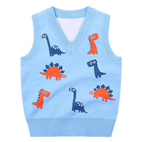 Enfants Col V Gilet en Tricot Garçons Pull-over sans Manches Débardeur Dessin Animé Tricots Pull Sweater Cover