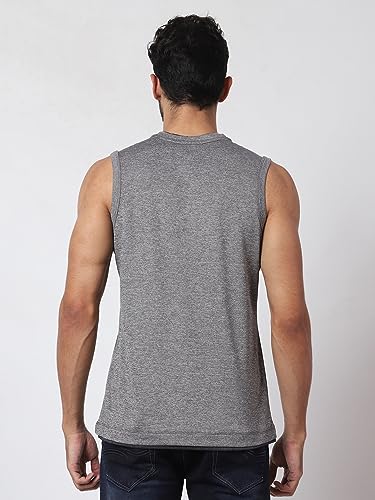 Image of Men's Lycra Blend Sleeveless Fitness Tanks Top for Quick Dry in Muscle Workout, Causal Running, Exercise Training, Swimming Vest