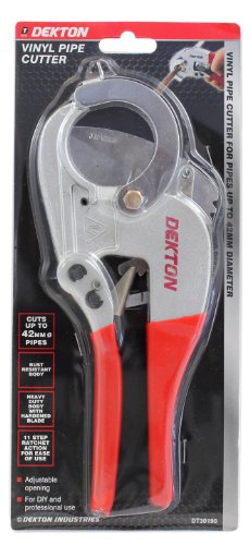 Dekton Vinyl Pipe Cutter-Adjustable Opening| Heavy Duty Body With Hardened Blade| Cuts UpTo 42mm Pipes| Rust Resistant Body| 11 Step Ratchet Action For Ease Of Use| For Diy, Projects, Professional Use
