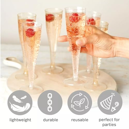 25 copas de champán de plástico desechables reutilizables de 170 ml de capacidad 4