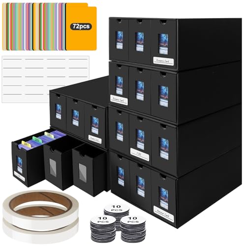 HIMOMO Card Storage Box 10800+ Trading Card Storage 1950+ Toploader Card Storage Box for Commander Display with 72 Dividers Labels & Tapes Fit for TCG MTG