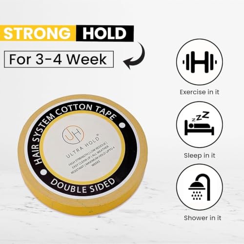 Image of Ultra Hold Waterproof Cotton Hair Patch - Double-Sided Wig Tape Roll (1 inchx5 Yards /5 Meters) Strong Hold for Hair Systems Invisible, Unisex Wig & Hair Patch for Men & Women