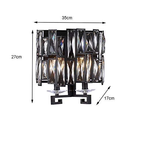 noulerd Self-Stallation Black Iron Retro K9 Crystal Wall Adorn Lampsalon Bedside Lamps Bedroom,Multiple Head 35 * 27Cm Home Decorationlightgwc Balconystudycorridoraisleenlightenment Wall Lamp Fashion