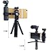 Skyreat Aluminum Handheld Phone Holder Tripod Mount Stand for DJI Osmo Pocket Accessories,w/Cold Shoe Interface & 1/4” Thread Support External Microphone & LED Light