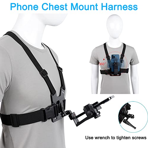 Image of PellKing Phone First-Person Perspective Shooting Mounting,Accesssory Kit with Chest Mount /Head Strap /Neck Holder /Backpack Strap Mount,for iPhone Samsung Oneplus and GoPro Action Camera More
