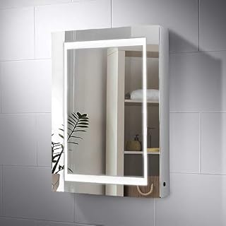 Pebble Grey™ Nimbus LED Illuminated Bathroom Mirror Cabinet with Shaver Socket and Concealed Heated Demister Pad | Motion Sensor Switch | 500 x 700 | IP44 Rated | 10 Year Guarantee