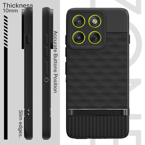 Image of Pikkme Back Cover for Motorola Moto Edge 70 5G Soft Grip 3D Hexa Cube Texture Silicone Bumper Case (Black)