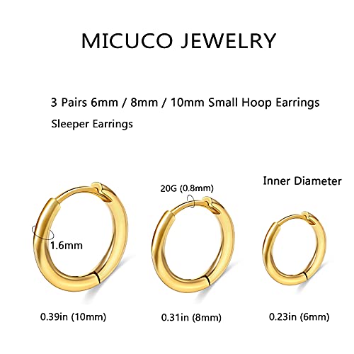 Micuco Small Huggie Hoop Earrings For Women Tiny Cartilage Hoop Earrings For Men Helix Daith Tragus Ear Hugging Hoop Earrings 14K Gold Plated 6Mm 8Mm 10Mm #TOP1
