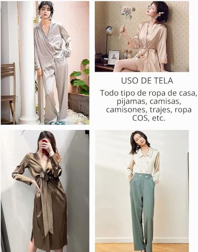 Miniatura 6 de Gqzjy Tela De Seda Morera Crepé Satinada De Color Puro De 16 Momme Por Metro Para Forro De Ropa Bordado Artesanías Decoración Cheongsams Atuendos De Boda, 114 Cm De Ancho Color:Blanco