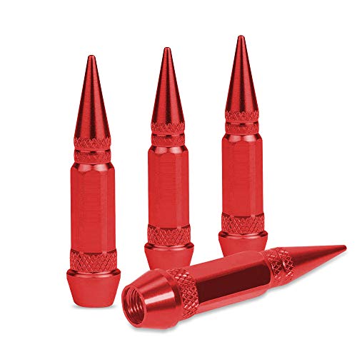 Image of 9 /16-18 Wheel Spike Lug Nuts, Set of 20 Red Lug Nut, Cone /Conical Bulge Seat,Closed End Nuts Extended Spike Tuner Wheel Rim Lug Nuts Tire Screw Refit with 4pcs Aluminum Tires Valve Stem