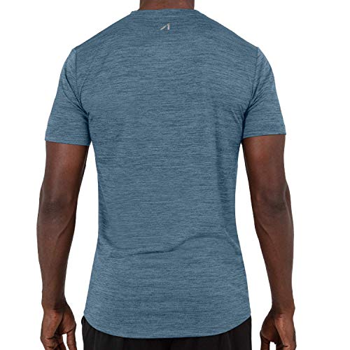 Alive Men’s Quick Dry Active T-Shirt | Short Sleeve Tee | Performance Stretch (Medium, Bluestone)