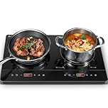 KICHPOWER Plaque Induction 2 Feux 3500W Portable, Écran Tactile, Contrôle Indépendant, 10 Niveaux de Puissance et de Température