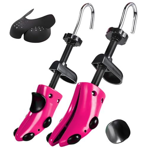 Msentuo Shoe Stretcher Shoe Trees Adjustable Length & Width for Men and Women 4-Way Adjustable Shoe Expander Widener Shoe Crease Protector (S(for Womens Size Us 5.5-10) Rose)