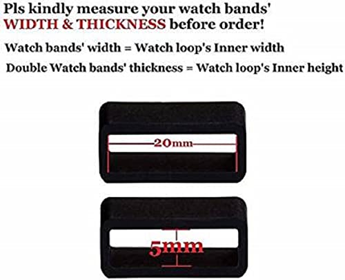 Image of SAVOIR 20 mm Rubber Silicone Watch Band Watch Strap Loops /Keepers Holder Retainer Loop Replacement - Black color Watch Band Loop -