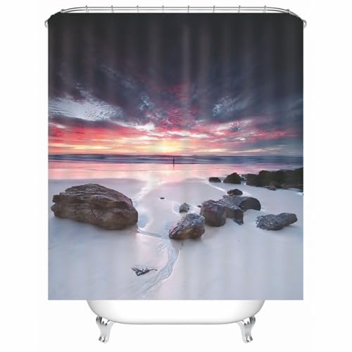 Rideau de douche blanc lavable en polyester imperméable - 2