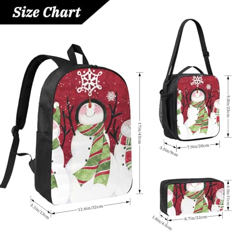 Mochila con estampado de muñeco de nieve lonchera 3 en 1 de 17" 4