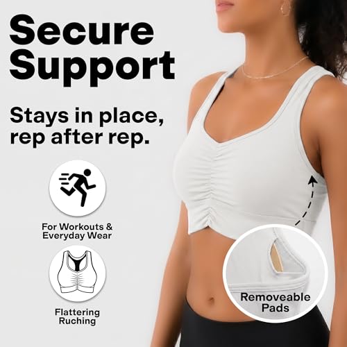 Image of POPSUGAR Sports Bras for Women - Y Back, High Neck, Strappy & Long Line Padded Racerback Bra Workout Yoga Top Racer Back Bra