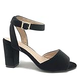 sandalias terciopelo azul  Angkorly - Zapatillas Moda Tacón escarpín Sandalias Elegante - Chic Elegante Tendencia Mujer Tanga Terciopelo Tacón Ancho Alto 9 CM - Negro V-0697 T 38