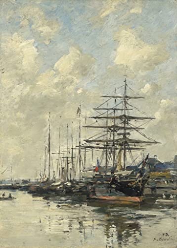 Tableau Deauville le Bassin des Bateaux Eugène Boudin grand art mural chambre 60x90cm