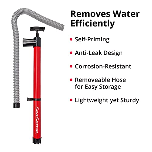 Seasense Hand Bilge Pump - Self-Priming, Manual Bilge Pump For Water Removal On Small Boats, Kayaks, Canoes , Bilges Or Any Place Water Collects - 36" X 36" Hose #TOP1