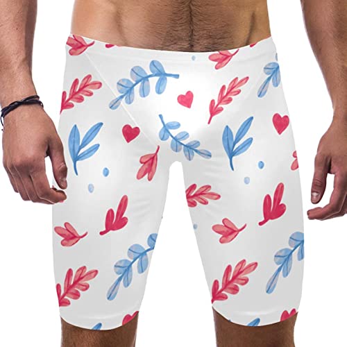 Traje de baño de pierna cuadrada para hombres y niños con estampado de hojas
