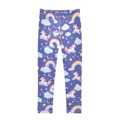 Unicorns Rainbows Girls' Leggings Toddler Doodles Clouds Kids Yoga Pants Dance Active Tights 4T