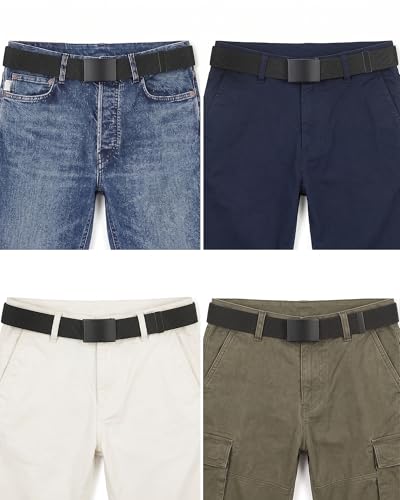 Image of Mile High Life Cut To Fit Canvas Web Belt Size Up to 52 inch with Flip-Top Solid Black Military Buckle