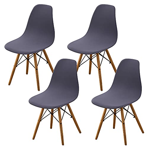 Housse de Chaise de Salle à Manger Scandinaves,Universel Couverture de Chaise sans Bras Extensible Amovible Lavable Protection de Chaise pour Hôtel Restaurant-Gris foncé-4 Pièce Cover