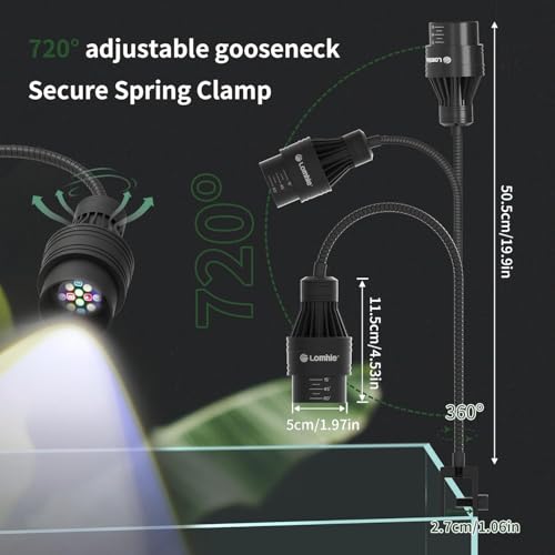 Image of Lominie LED Aquarium Light Full Spectrum 15-60 Adjustable Aquarium Focus Light Spotlight for Saltwater Freshwater Fish Tank（A15 Freshwater /Saltwater）