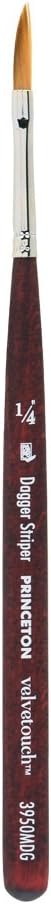 PRINCETON ARTIST BRUSH CO. Velvetouch, Series 3950, Paint for Acrylic, Oil and Watercolor, Mini- Dagger Striper, 1/4 Inch
