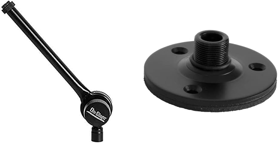 On-Stage Posi-Lok Mini Microphone Boom Arm & TM08B Microphone Flange Mount, Black