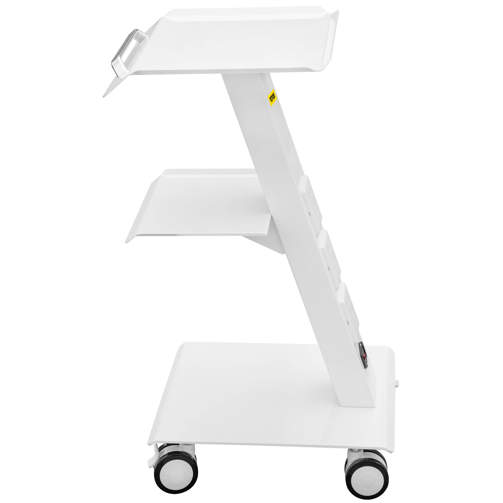 VEVOR Lab Trolley, Built-in Socket Rolling Lab Cart, 3 Layers Tray Rolling Clinic Cart, 360?? Silent Rolling Wheels w/ Foot Brake, 88 lbs Weight Capacity Sturdy Steel Frame, for Lab Clinic Beauty Salon