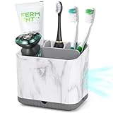 PARKMANI Toothbrush Holders for Bathrooms, Tooth Brush Holder for Bathroom Countertop Organizer, Kids Electric Toothbrush and Toothpaste Holder (Grey Marble Grain)