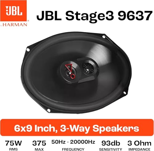 JBL Stage3 9637F 3-Wege Auto Lautsprecher Set von Harman Kardon ohne Gitter - 375 Watt KFZ Ovale Autolautsprecher Boxen - 6' x 9' (152 mm x 230 mm)
