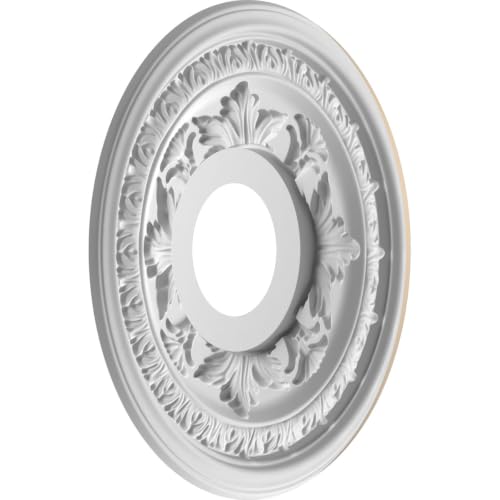 Image of Ekena Millwork 13 inchOD x 3 1 /2 inchID x 3 /4 inchP Baltimore Thermoformed PVC Ceiling Medallion (Fits Canopies up to 5 1 /4 inch), UltraCover Satin Smokey Beige