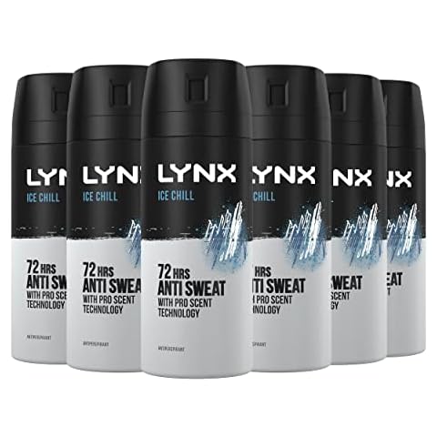 Lynx Ice Chill 72 hour protection against odour and wetness Anti-Perspirant Deodorant Spray no fuss aerosol for all-day freshness 150 ml pack of 6 Cover