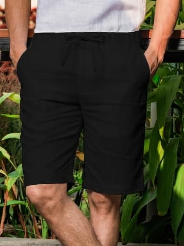 Image of Vogaan Men's Multi Color Linen Cotton Shorts | Regular Fit Casual Summer Shorts with 3 Pockets