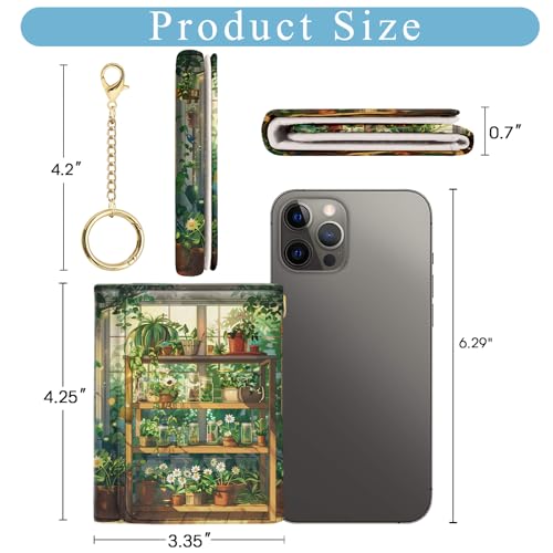 Image of Jogjam Green Plants Small Ladies Wallets, Floral Rfid Womens Wallet, Slim Thin Trifold Woman Wallet, Travel PU Leather Card Holder Wallet, Mini Key Chain Cash Wallet, Female Gifts